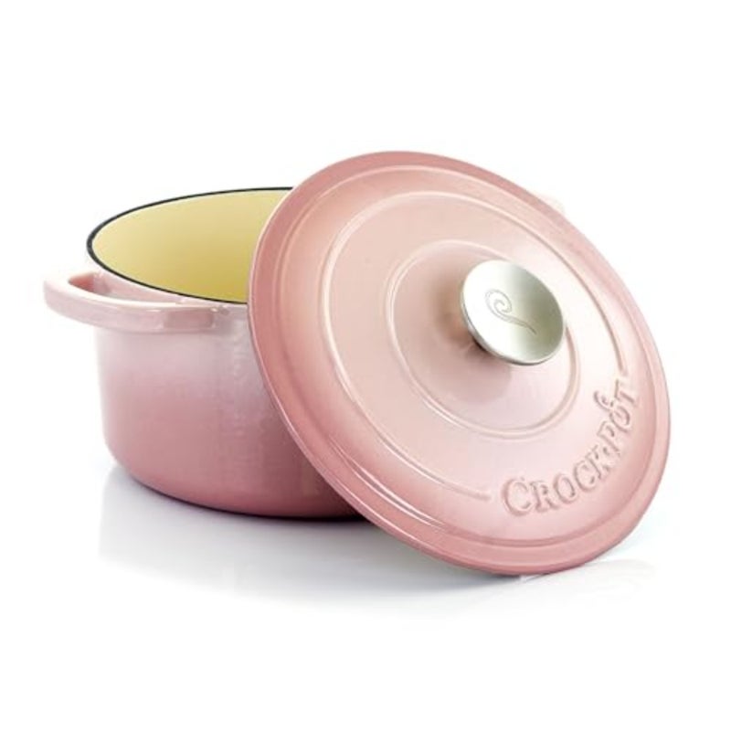 Artisan Round Enameled Cast Iron Dutch Oven for cooking, cast iron with enamel coating, blush pink, heat-retaining and even-heating - Image 2