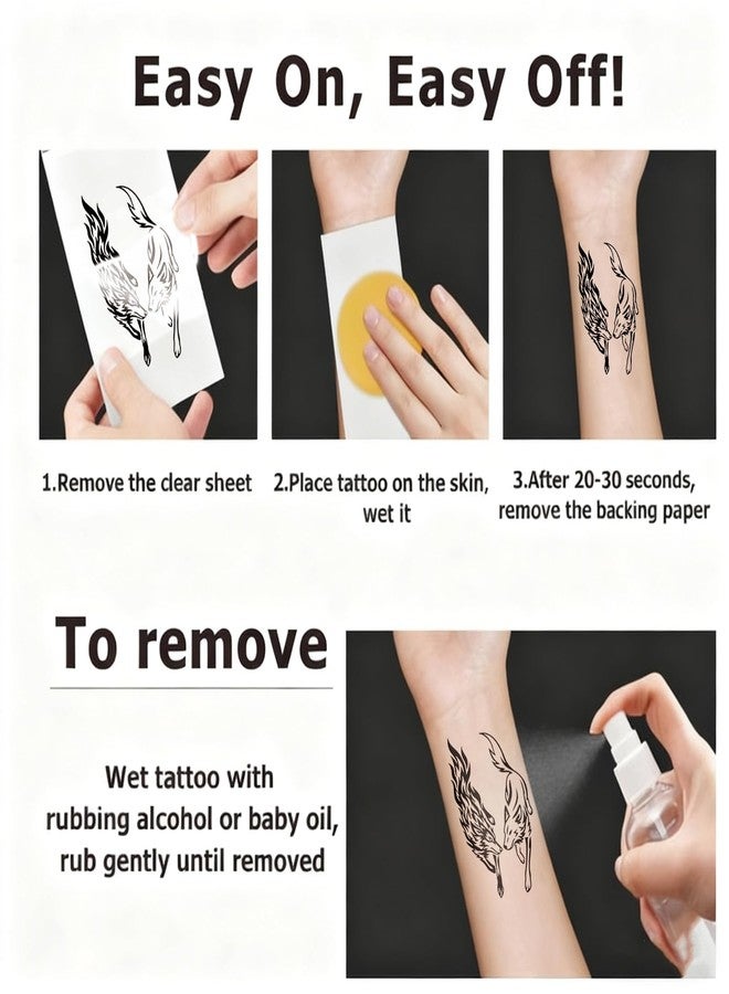 Metuu 92 Sheets Temporary Tattoos for Adults and Kids, Waterproof Realistic Tiger Lion Wolf Fake Tattoos, Classic Animal Body Art Stickers - Image 3