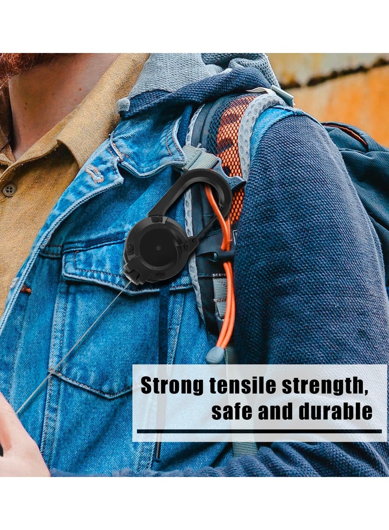 Excefore 2pcs Tactical Keychain, Outdoor Retractable Wire Rope Keychain Heavy Duty Luya Tactical Keychain Carabiner Multitool Keychain for Camping, Fishing, Hunting, Available in Black and White  - Image 5