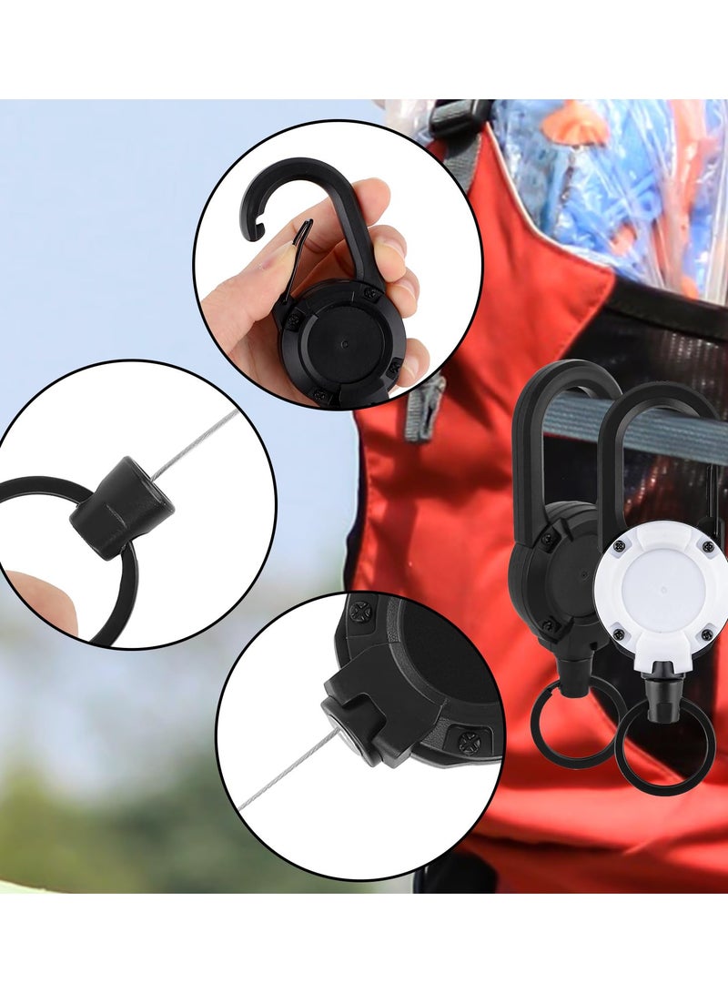 Excefore 2pcs Tactical Keychain, Outdoor Retractable Wire Rope Keychain Heavy Duty Luya Tactical Keychain Carabiner Multitool Keychain for Camping, Fishing, Hunting, Available in Black and White  - Image 4