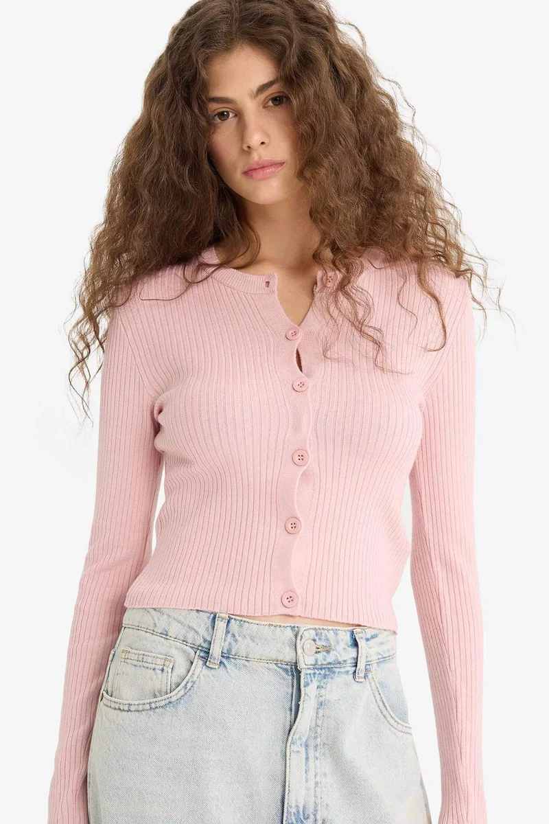 ديفاكتو Regular Fit Crew Neck Knitwear Cardigan