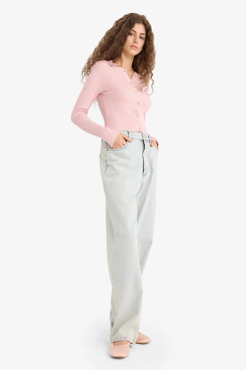 ديفاكتو Regular Fit Crew Neck Knitwear Cardigan