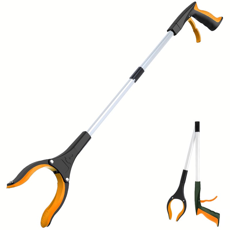 POPDA Grabber Reacher Tool - 32â€ Extra Long Foldable Gripper and Reaching Tool - Heavy Duty Pick Up Stick Grabbers for Seniors, Trash, Surgery Recovery Must Haves Gifts (Orange) - Image 1