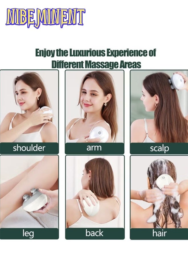 NIBEMINENT Electric Scalp Massager Multifunctional Waterproof Head Massager With 96 Kneading Nodes Rechargeable Head Scratcher For Hair Growth Stress Relax Relaxing Gifts For Women Men Her (White)  - Image 3
