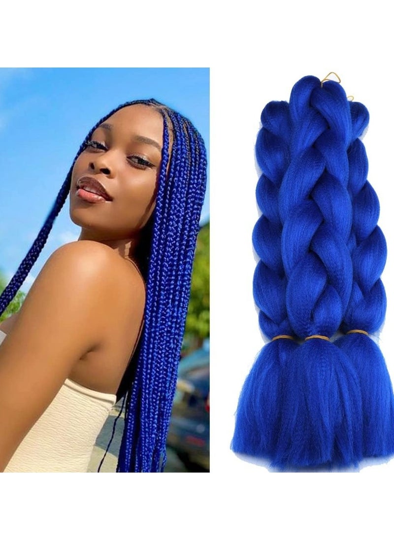 Estelle African braids Hair Extension,Crochet Braiding Hair Extensions Synthetic Braiding Hair High Temperature Synthetic Fiber Yaki Jumbo Braiding Hair (Dark blue / 3 pcs)  - Image 1