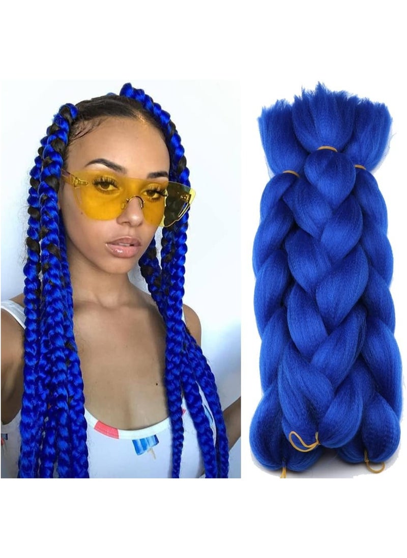 Estelle African braids Hair Extension,Crochet Braiding Hair Extensions Synthetic Braiding Hair High Temperature Synthetic Fiber Yaki Jumbo Braiding Hair (Dark blue / 3 pcs)  - Image 2