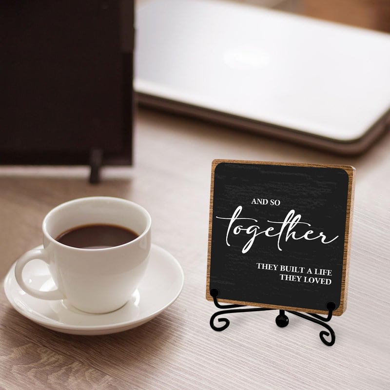 Toerifer Home Wooden Decor Sign, Farmhouse Plaque with Stand, Warmth Housewarming Gifts for Women Men Family, Table Desk Cubicles Accessories for Living Room Bedroom Home Decorations - Image 4