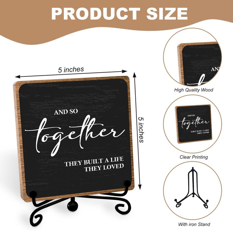 Toerifer Home Wooden Decor Sign, Farmhouse Plaque with Stand, Warmth Housewarming Gifts for Women Men Family, Table Desk Cubicles Accessories for Living Room Bedroom Home Decorations - Image 2