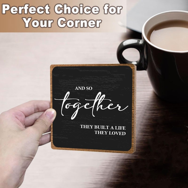Toerifer Home Wooden Decor Sign, Farmhouse Plaque with Stand, Warmth Housewarming Gifts for Women Men Family, Table Desk Cubicles Accessories for Living Room Bedroom Home Decorations - Image 5