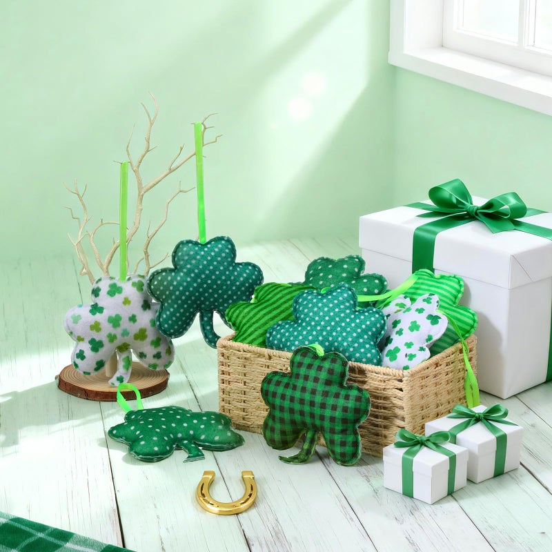 Breling 12 Pieces St Patrick's Day Felt Shamrocks Ornaments for Tree 4.72 Inch 3D Shamrocks Hanging Decorations Small Green Felt Hanging Decoration for Wedding Anniversary Party Decor DIY Crafts - Image 4
