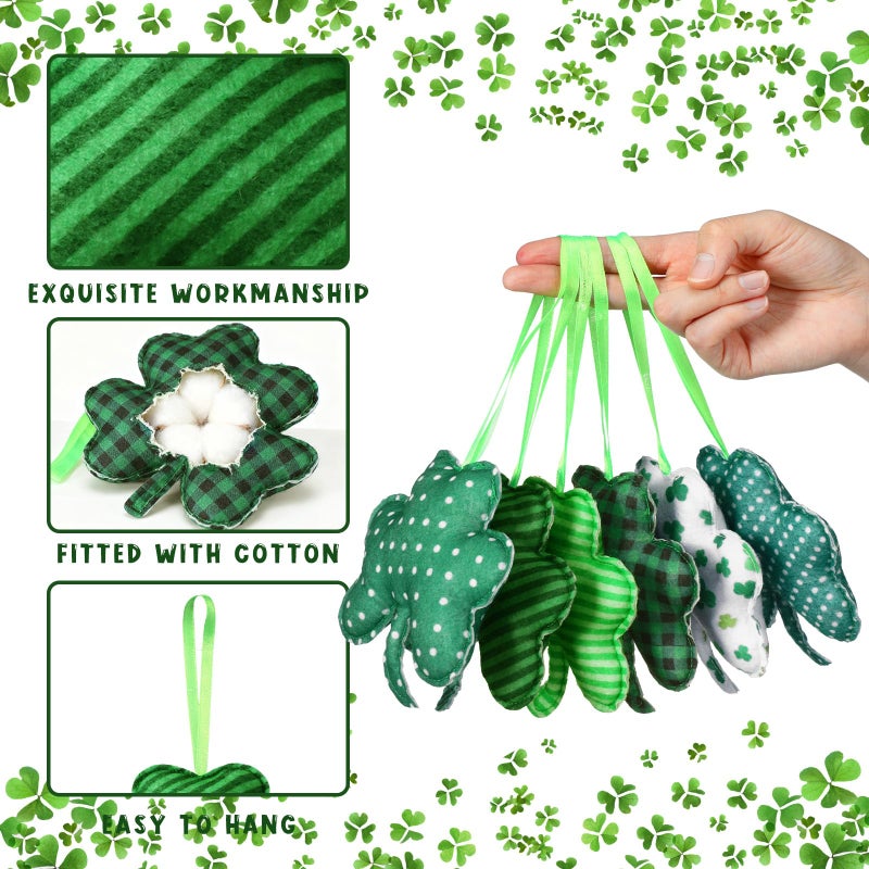 Breling 12 Pieces St Patrick's Day Felt Shamrocks Ornaments for Tree 4.72 Inch 3D Shamrocks Hanging Decorations Small Green Felt Hanging Decoration for Wedding Anniversary Party Decor DIY Crafts - Image 3