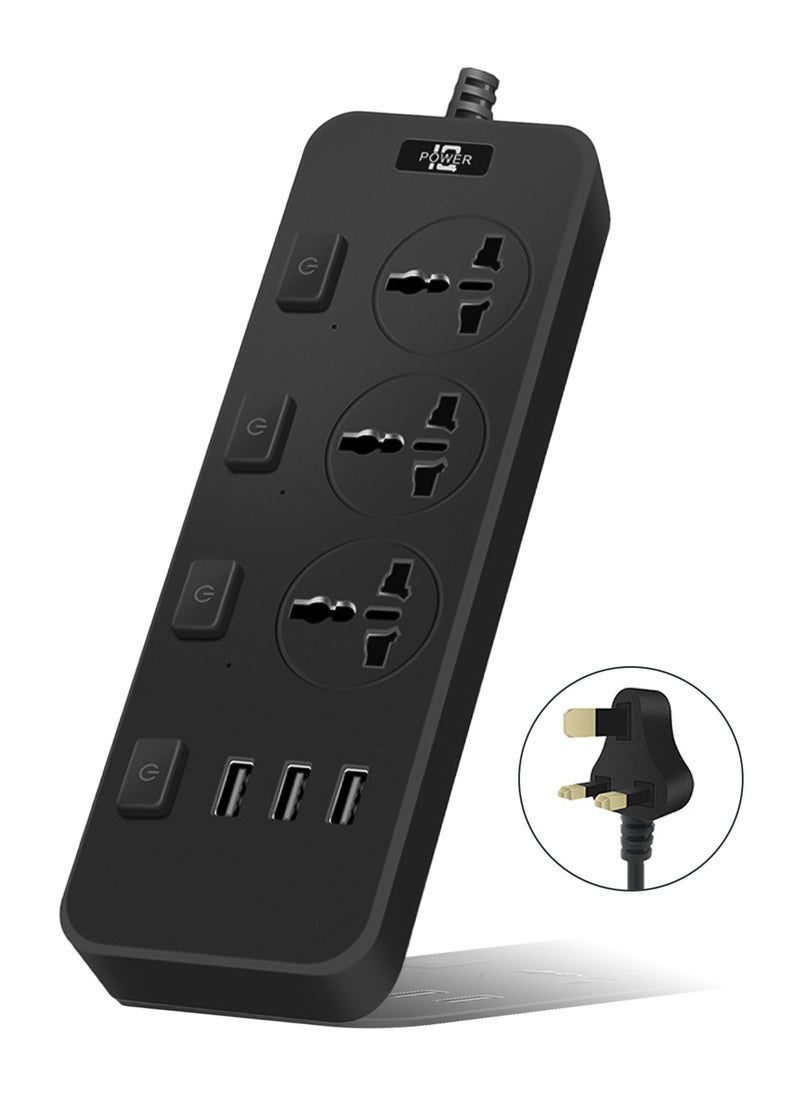 POWER - Power Strip 2500W high-power Contact with 3 traditional sockets Multiple USB Plug Socket For Phone Charging 2m Extension Cable - Image 1