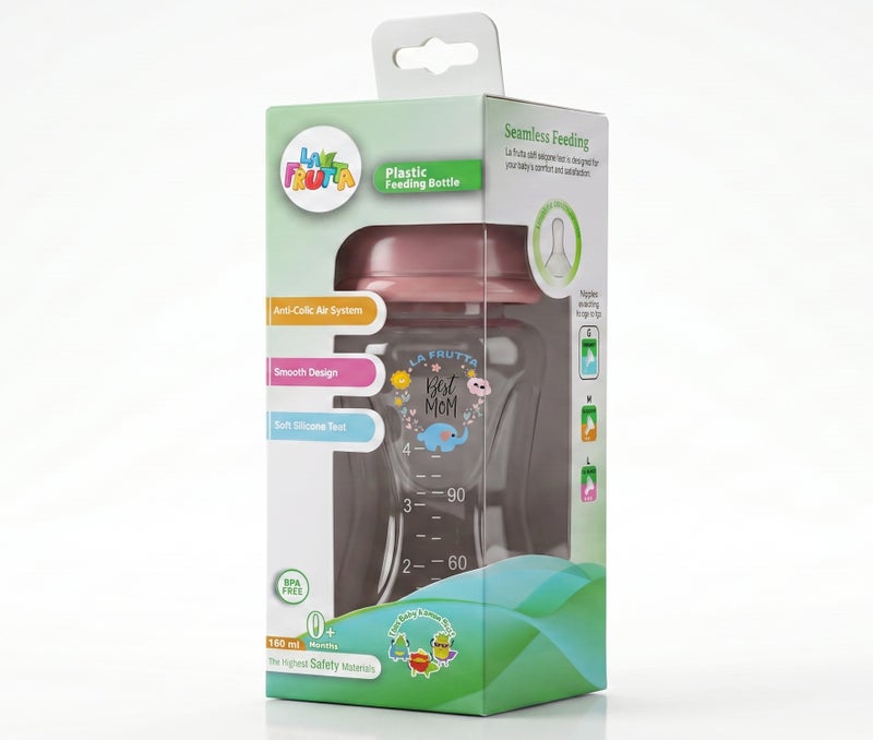 La Frutta La Fruta Comfort Plastic Bottle, Anti-Colic Air System for 0+ Months, 160ml Capacity, with Soft Silicone Teat, BPA-Free - Image 4