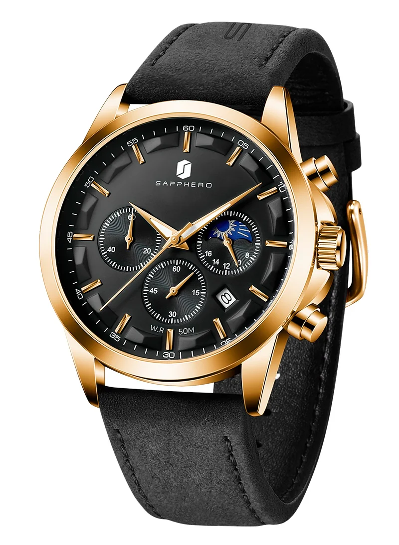 Sapphero  Watches for Men Analog Watch Mens Watches Waterproof Watch Silver Watch Quartz Chronograph Date Men's Wrist Watches Stainless Steel Casual Luxury Gifts for Men Unique Mens Dress Watch for Men | Best Price UAE