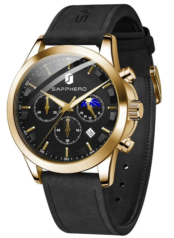 Sapphero  Watches for Men Analog Watch Mens Watches Waterproof Watch Silver Watch Quartz Chronograph Date Men's Wrist Watches Stainless Steel Casual Luxury Gifts for Men Unique Mens Dress Watch for Men | Best Price UAE