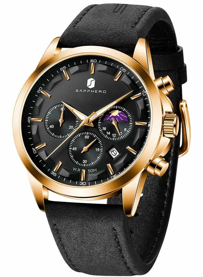 Sapphero Watches for Men Analog Watch Mens Watches Waterproof Watch Silver Watch Quartz Chronograph Date Men's Wrist Watches Stainless Steel Casual Luxury Gifts for Men Unique Mens Dress Watch