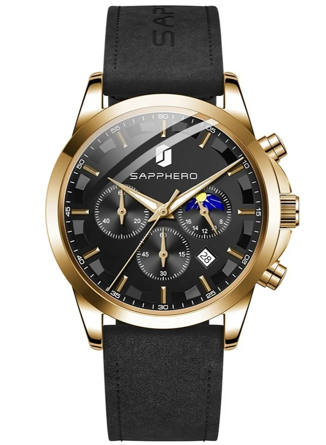 Sapphero Watches for Men Analog Watch Mens Watches Waterproof Watch Silver Watch Quartz Chronograph Date Men's Wrist Watches Stainless Steel Casual Luxury Gifts for Men Unique Mens Dress Watch