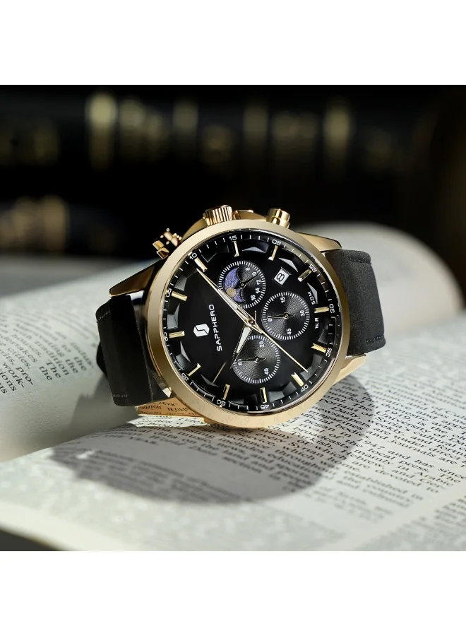 Sapphero  Watches for Men Analog Watch Mens Watches Waterproof Watch Silver Watch Quartz Chronograph Date Men's Wrist Watches Stainless Steel Casual Luxury Gifts for Men Unique Mens Dress Watch for Men | Best Price UAE