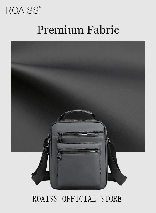 رويس حقيبة كتف أكسفورد مقاومة للتآكل بتصميم بسيط مع حزام قابل للتعديل ومقبض علوي متعدد الطبقات، حقيبة يد عملية عصرية جديدة باللون الرمادي الصلب لرحلات العمل القصيرة والسفر - Image 4