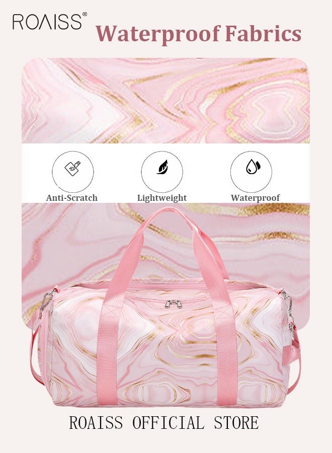 roaiss New Trend Travel Duffel Bag Marble Pattern Sports Gym Tote Bag Shoulder Crossbody Overnight Bag for Women Men Weekender Labor Delivery Bag - Image 3