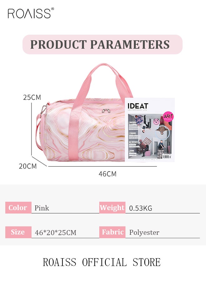 roaiss New Trend Travel Duffel Bag Marble Pattern Sports Gym Tote Bag Shoulder Crossbody Overnight Bag for Women Men Weekender Labor Delivery Bag - Image 5