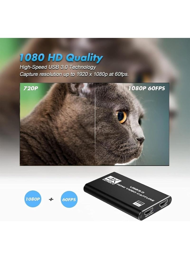 أونلي لينك بطاقة التقاط فيديو 4K عبر HDMI مع منفذ USB 3.0، جهاز التقاط فيديو Full HD بدقة 1080P ومعدل 60 إطارًا في الثانية للألعاب والبث المباشر والتسجيل، متوافق مع PS5 وPS4 وXbox وNintendo Switch والكمبيوتر الشخصي - Image 3