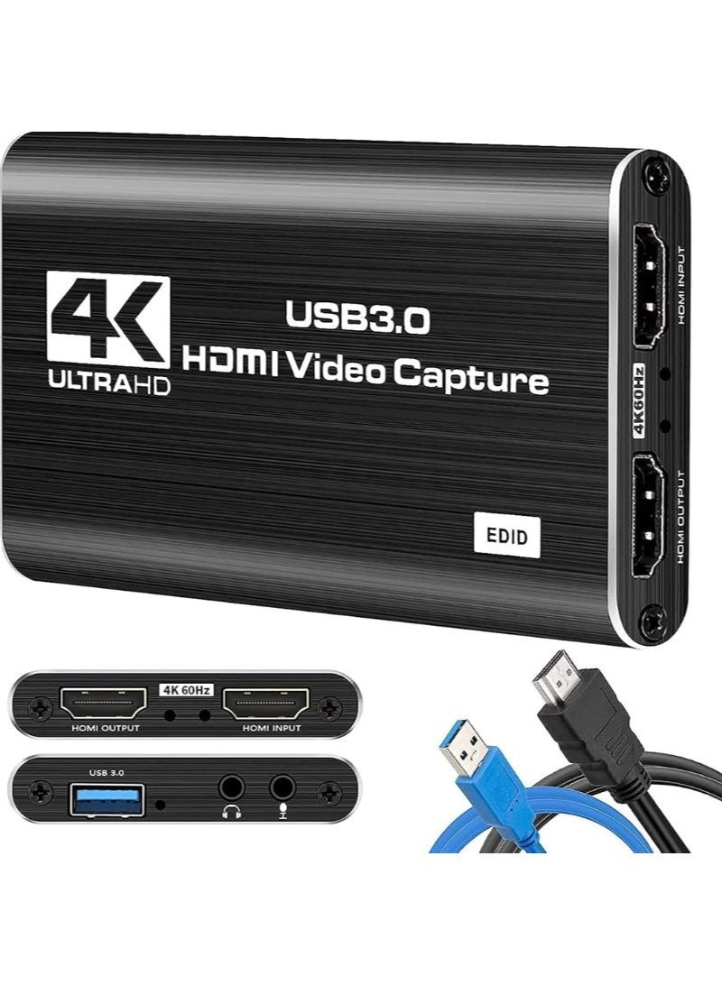 أونلي لينك بطاقة التقاط فيديو 4K عبر HDMI مع منفذ USB 3.0، جهاز التقاط فيديو Full HD بدقة 1080P ومعدل 60 إطارًا في الثانية للألعاب والبث المباشر والتسجيل، متوافق مع PS5 وPS4 وXbox وNintendo Switch والكمبيوتر الشخصي - Image 1