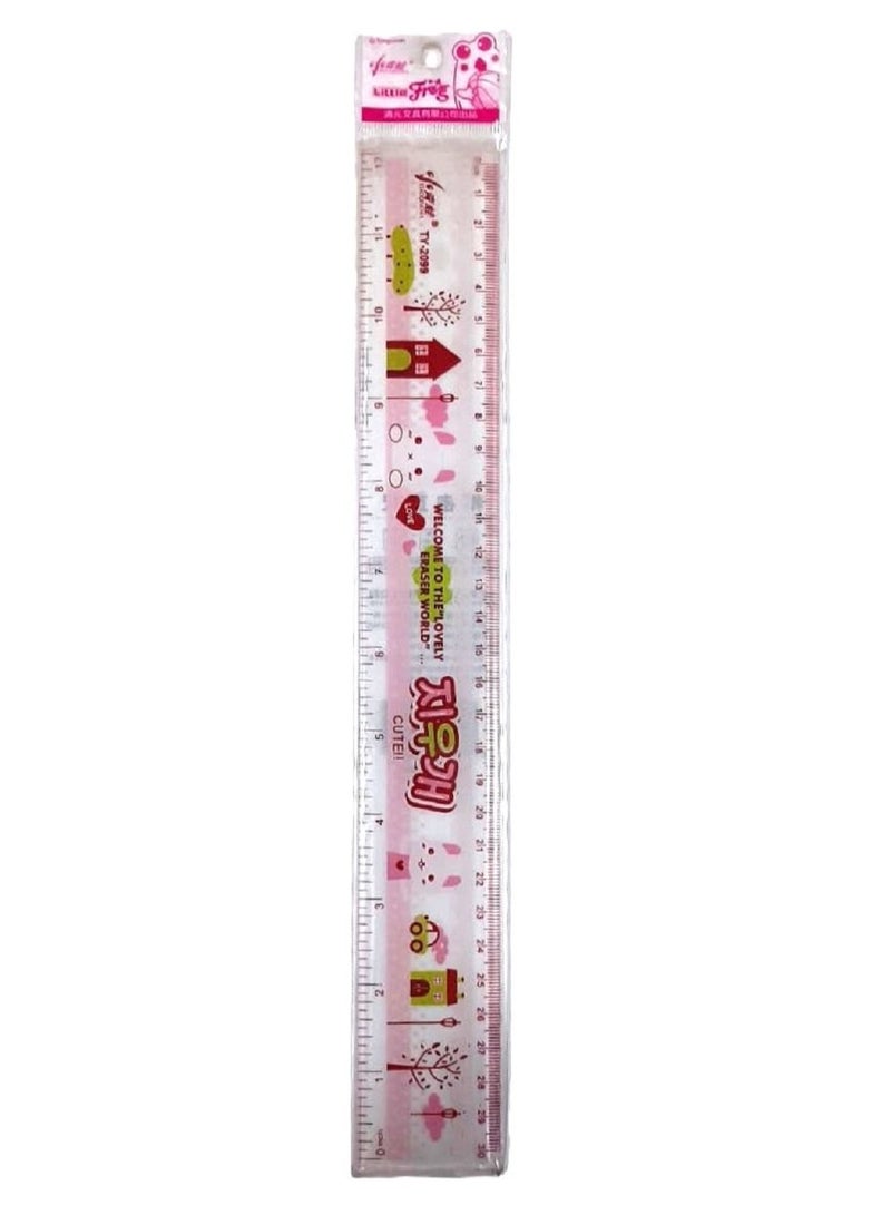 مسطرة بلاستيك 30 سم أشكال وألوان مختلفة - عبوة من 1 قطعة - Image 1