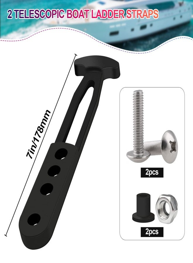 YRMJ 2 Pack Boat Telescoping Ladder Rubber Strap, Boarding Fixed Lock Belt Adjustable 4-Hole Installation for Pontoon Boat Yacht Roof RV Folding Ladder - Image 2