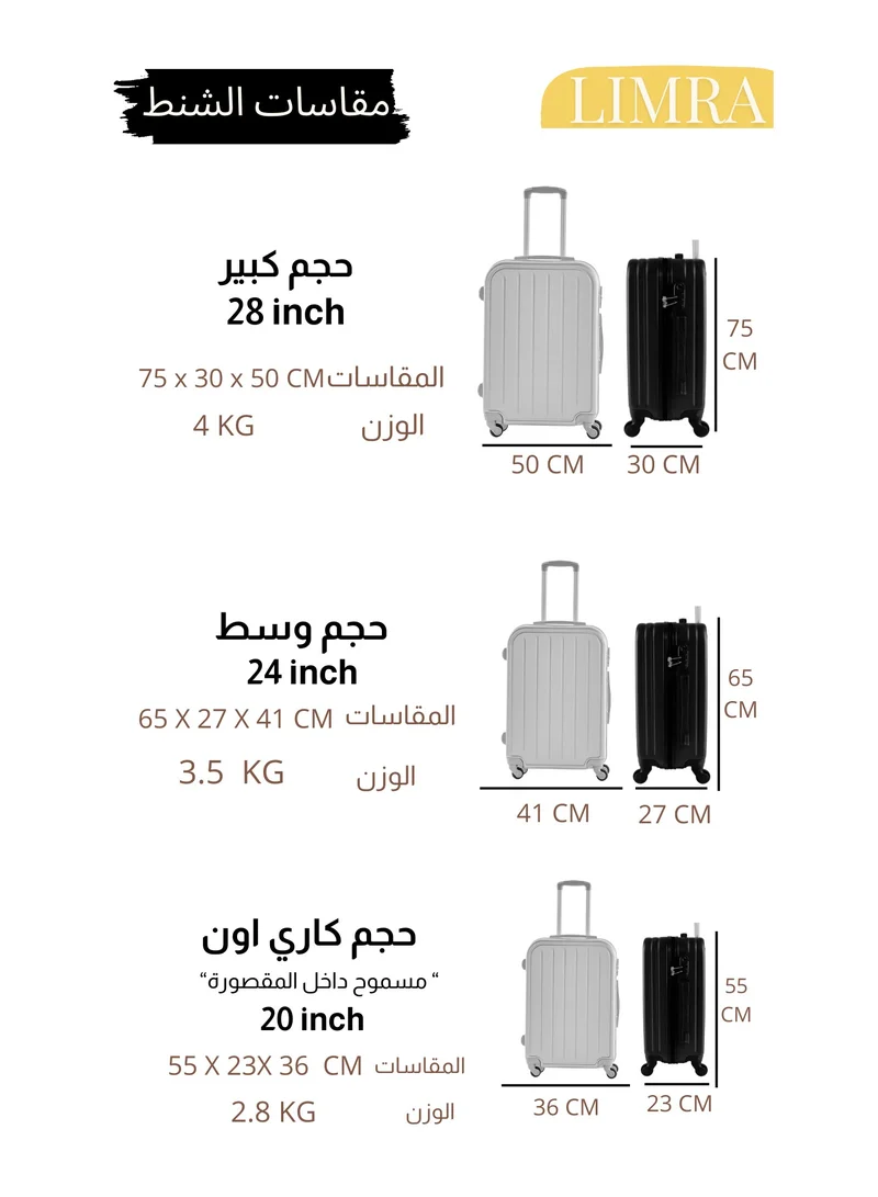LIMRA Luggage Trolley Bags set of 5 Pcs Beige