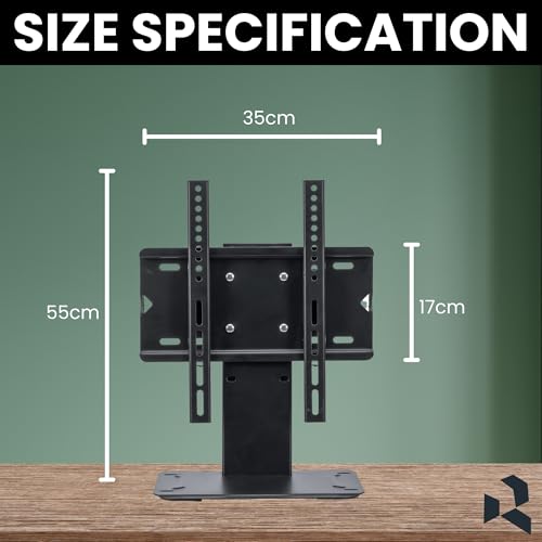 RISSACHI® TV Table Stand with Metal Base | Adjustable TV Table Stand for 14-42 inch LED, LCD & Smart TVs | Strong Replacement Stand for Home & Office Setup - Image 3