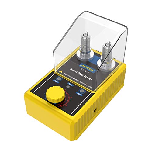 AUTOOL Car Spark Plug Tester,Automotive Engine Ignition Plug Analyzer 110V with Protective Cover Spark Plug 0 to 6000rpm with Double Hole 12MM Spark Plug Socket, SPT-101 - Image 1
