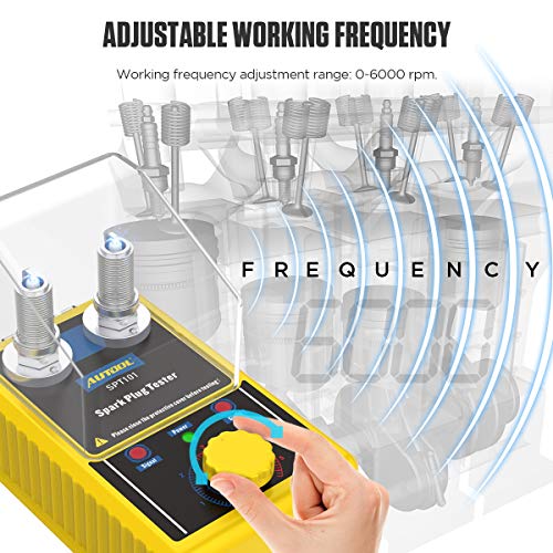 AUTOOL Car Spark Plug Tester,Automotive Engine Ignition Plug Analyzer 110V with Protective Cover Spark Plug 0 to 6000rpm with Double Hole 12MM Spark Plug Socket, SPT-101 - Image 4