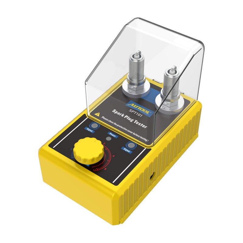 AUTOOL Car Spark Plug Tester,Automotive Engine Ignition Plug Analyzer 110V with Protective Cover Spark Plug 0 to 6000rpm with Double Hole 12MM Spark Plug Socket, SPT-101 - Image 2