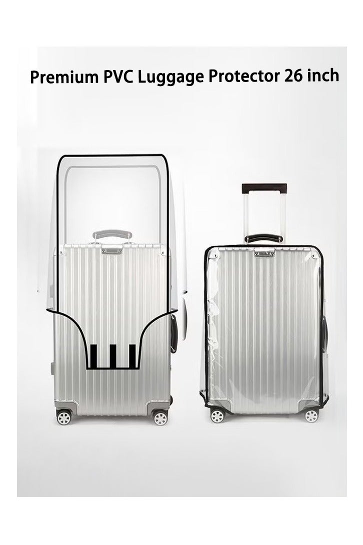 OMEVE 26 Inch Clear Luggage Cover, Premium PVC Luggage Protector, Transparent Travel Luggage Protector For Wheeled Suitcase, Waterproof Dustproof & Anti-Scratch Suitcase Covers-Thickness 0.2mm, 26 Inch Suitcase Covers - Image 1