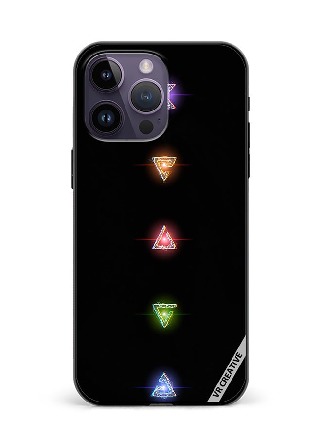 VR CREATIVE Protective Case Cover For Apple iPhone 15 Pro Neon Lights Diamond Shapes Design Multicolour - Image 1