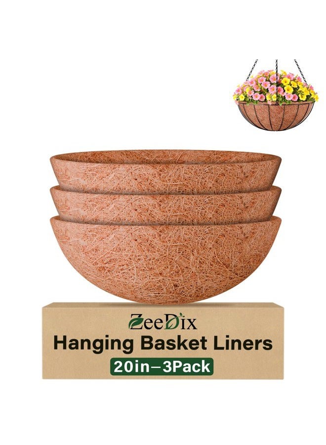 ZeeDix 20 Inch Coco Liners for Hanging Baskets, 3 Pcs Round Coco Liner 100% Natural Coco Fiber Basket Coconut Replacement Liner for Hanging Baskets Planters Flowers Vegetables(20in-3pcs) - Image 1