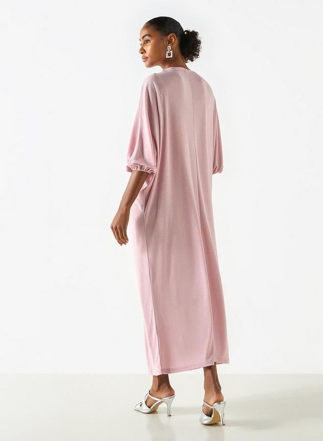 ايكونيك قفطان أيقوني بنقوش بارزة وياقة على شكل  وتفاصيل متدلية - Image 3