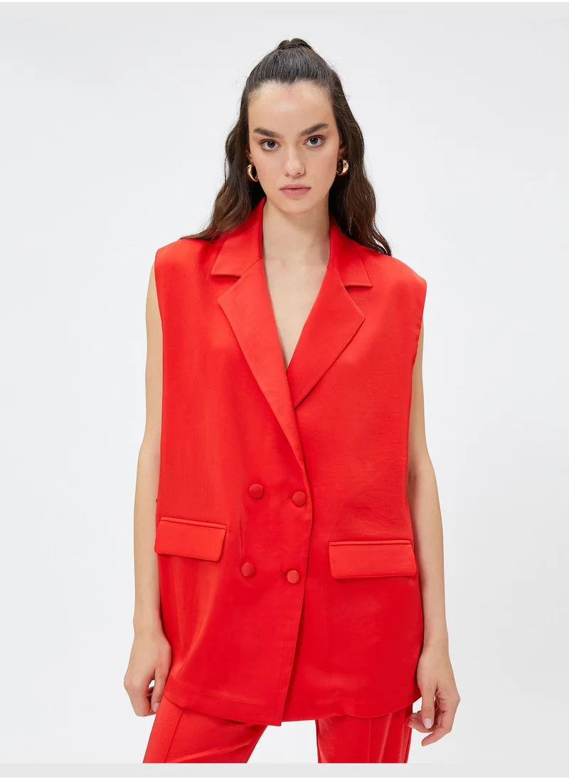 كوتون Wrapped Buttoned Oversized Vest