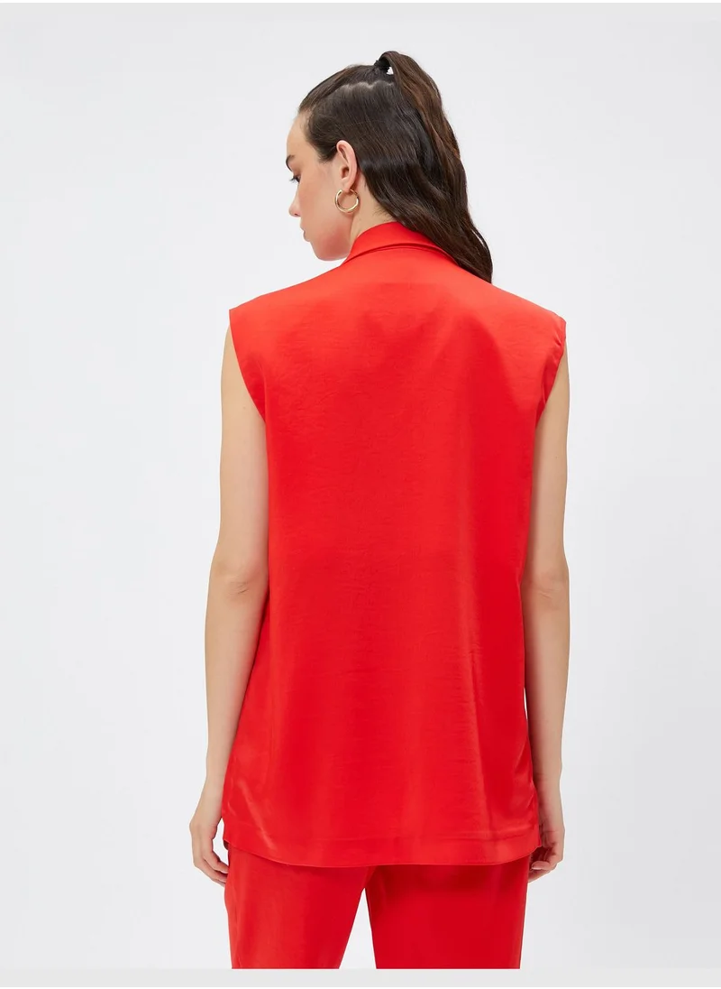 كوتون Wrapped Buttoned Oversized Vest