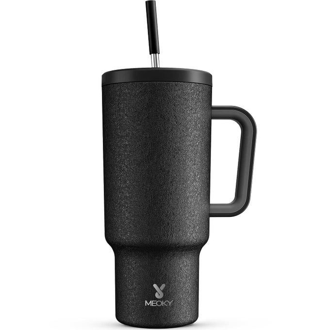 40OZ TUMBLER WITH HANDLE LEAKPROOF LID AND STRAW INSULATED COFFEE MUG STAINLESS STEEL TRAVEL MUG KEEPS COLD FOR 34 HOURS OR HOT FOR 10 HOURS NIGHT