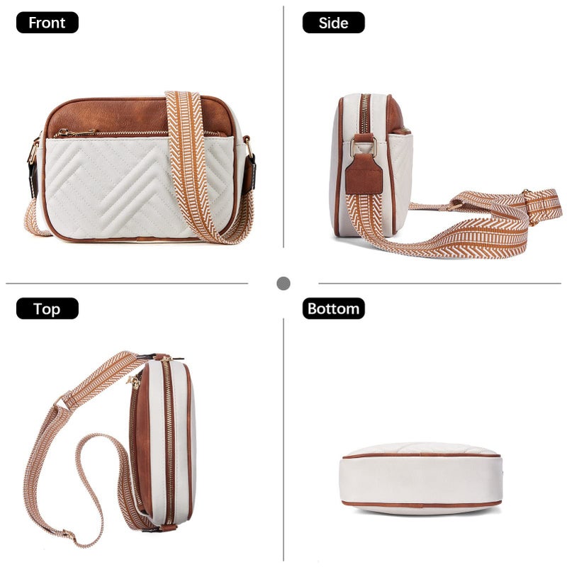 Sale Quilted Embroidered Plaid Color Matching Retro Shoulder Bag Zipper Shoulder Strap Messenger Bag Wallet Small Square Bag - Image 5