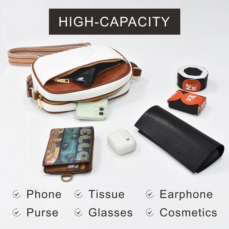 Sale Quilted Embroidered Plaid Color Matching Retro Shoulder Bag Zipper Shoulder Strap Messenger Bag Wallet Small Square Bag - Image 3