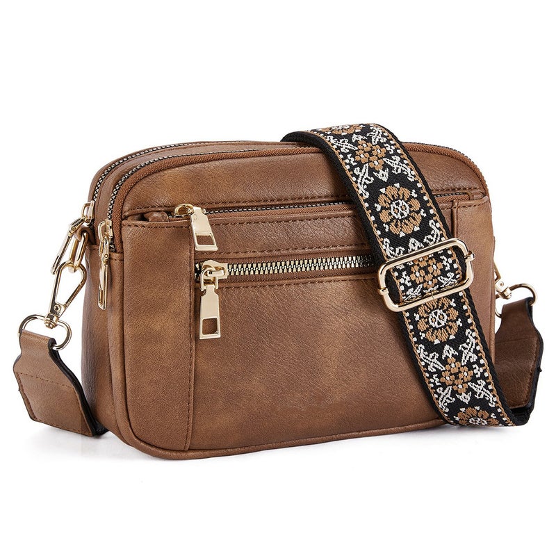 Sale Quilted Embroidered Plaid Color Matching Retro Shoulder Bag Zipper Shoulder Strap Messenger Bag Wallet Small Square Bag - Image 1