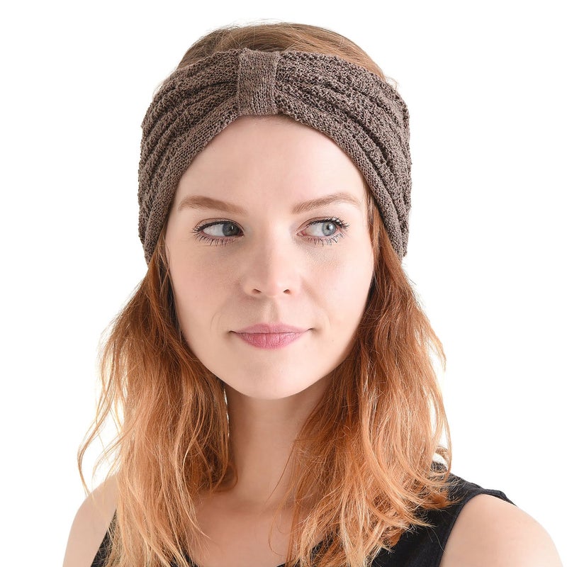 CHARM Mens Headband Lightweight Cotton - Womens Head Band Mesh Hair Accessory Unisex Wrap Brown - Image 1