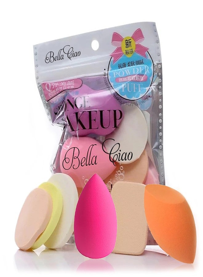 Bella Ciao Professional 12 Piece Face and Eye Makeup Brush Set With Storage Barrel With 6 in 1 Makeup Sponge Puff Pack - Soft (Pack of 18) (Blue) - Image 3