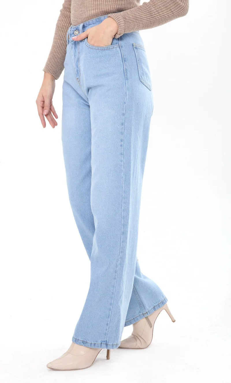 Tofisa 23664-ICE-BLUE Wide Leg High Waist Jeans
