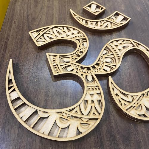 Cliths Mandala Om Wall Hanging – 16 Inch MDF Decorative Om Mandala for Yoga Room, Home & Office Wall Decor, 3D Layered Hindu Spiritual Symbol, Wooden Om Wall Art Om Wall Decor - Image 2