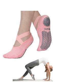 Generic Yoga Socks for Women with Grips, Non-Slip Socks for Pilates, Barre, Ballet, Dance, Workout, Fitness (Pink)  - Image 1