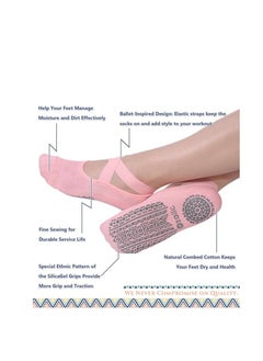 Generic Yoga Socks for Women with Grips, Non-Slip Socks for Pilates, Barre, Ballet, Dance, Workout, Fitness (Pink)  - Image 2